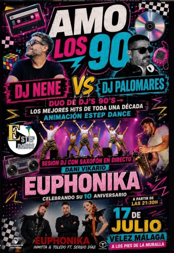 Cartel Amo los 90: DJ Nene vs DJ Palomares