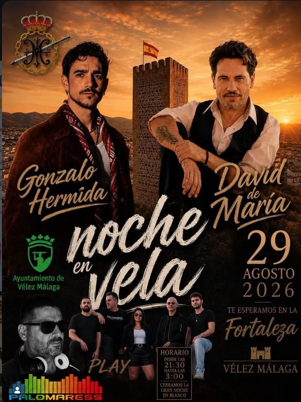 Cartel Noche en Vela con Gonzalo Hermida y David de María
